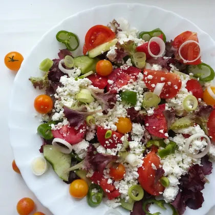 ПП салат с овощами и творогом