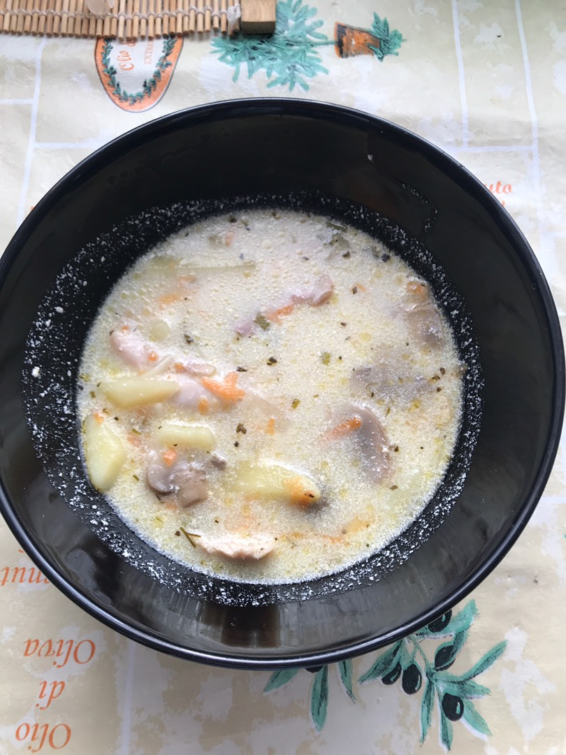 Суп с грибами, курочкой, вермишелью и сметаной - рецепт автора Наталья