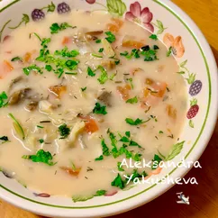 Грибные щи с плавленым сыром 