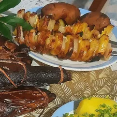 Шашлык из картофеля и сала