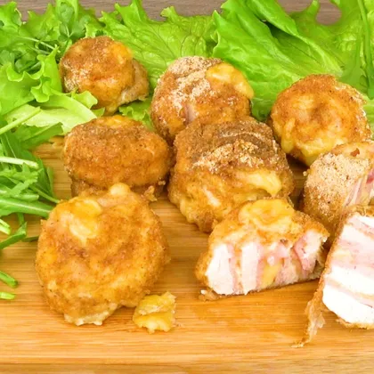 Мясные рулетики с ветчиной и сыром | Meat rolls with ham and cheese
