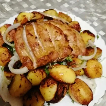 Свинина с горчицей и картофелем в духовке
