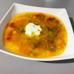 Рассольник с перловой крупой, картофелем и свежей капустой