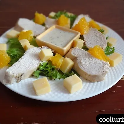 Нежный салат из куриной грудки с апельсинами и пармезаном