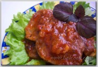 Язык говяжий под яблочным соусом