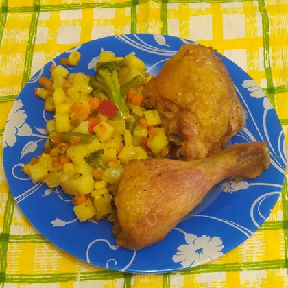 Запечёная курица с деревенскими овощами 🍗🥗