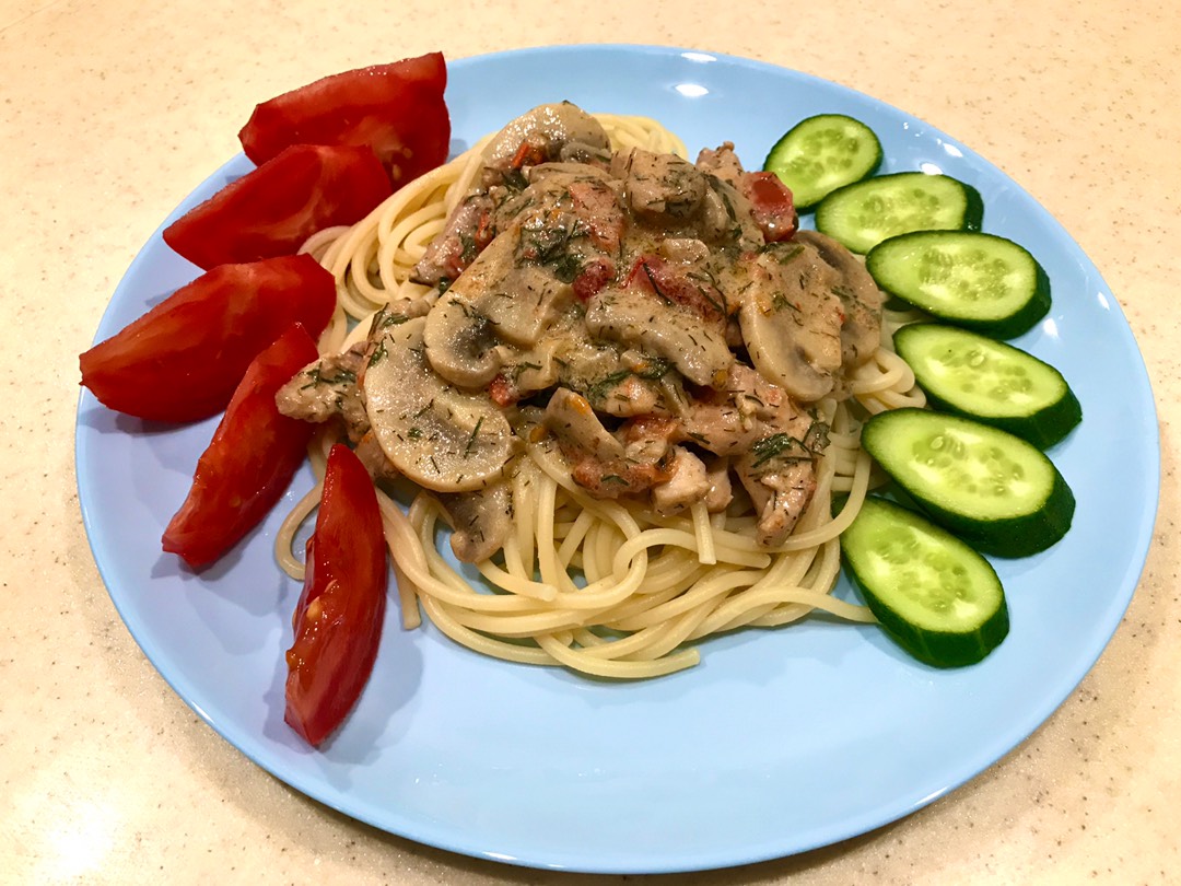 Подлива из шампиньонов с курицей