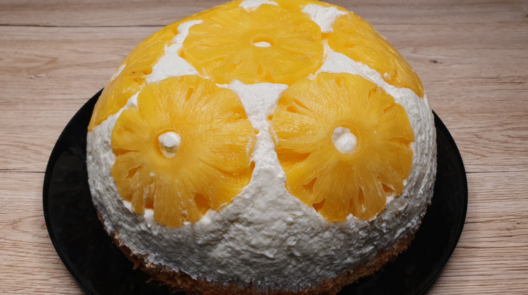 Белоснежный бисквитный торт с ананасами - пошаговый рецепт с фото