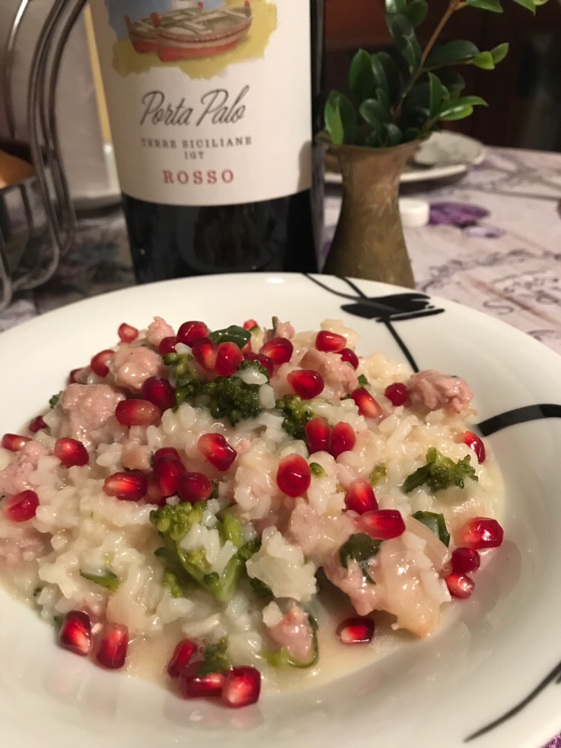 Ризотто с колбасками и брокколи