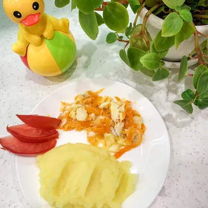 Картофельное пюре + треска с овощами (детское меню)