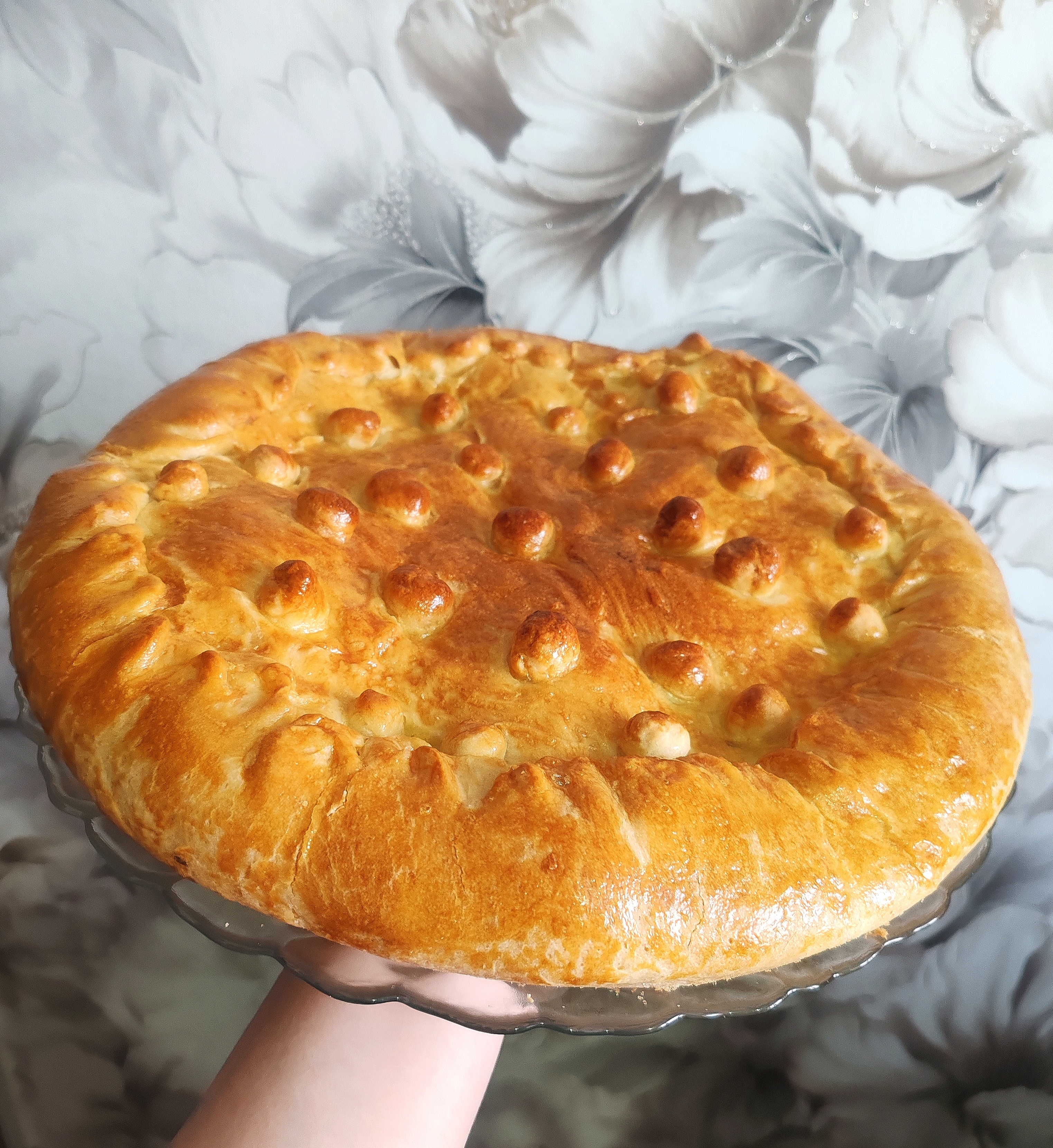 Рыбный пирог (с начинкой из свежего терпуга + рис + обжаренный лучок)