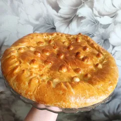 Рыбный пирог (с начинкой из свежего терпуга + рис + обжаренный лучок)