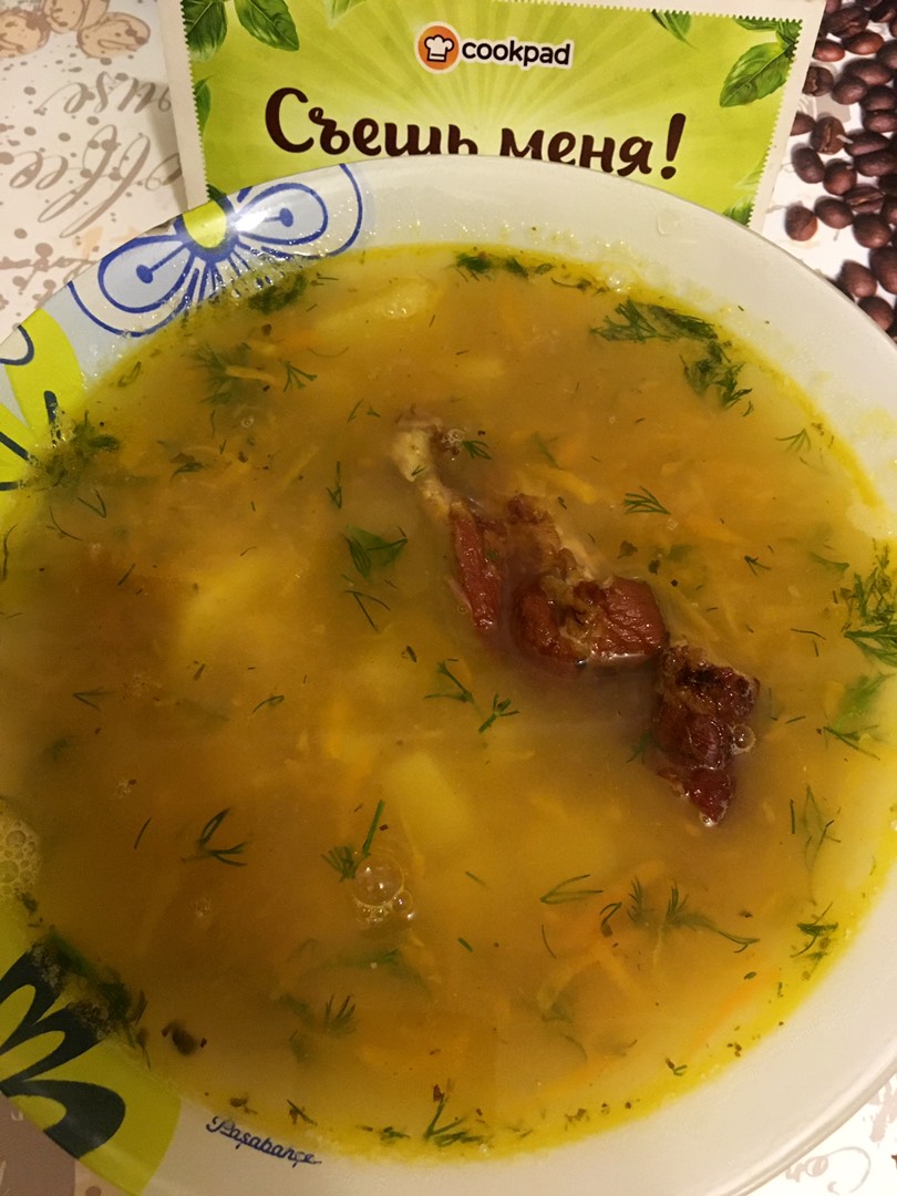 Суп из гороха Орегон и копченых ребрышек