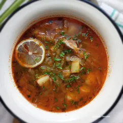 Щи из свинины с молодой капустой 