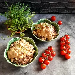 Гречка с куриными желудочками 🥣