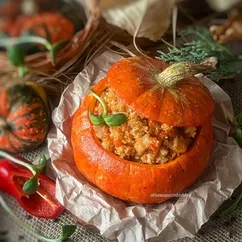 🎃Ячневая каша с индейкой в тыкве