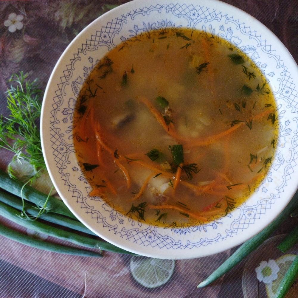 Суп рыбный сборный с рисом и корейской морковью