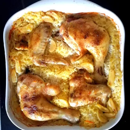 Запечённая курица с рисом
