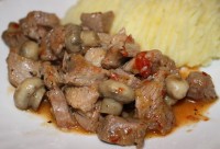 Индейка с грибами, яблоками и сидром