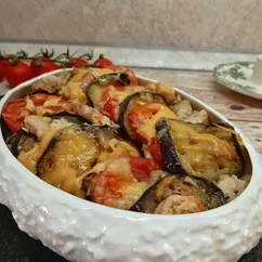 Запеканка с баклажанами и курицей