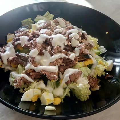 Белковый салат с тунцом #кулинарныймарафон