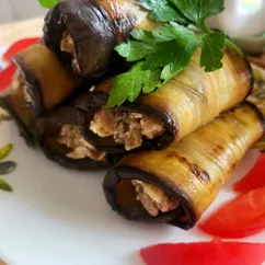 Рулетики из баклажанов и грибов