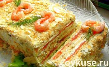 Пирог(салат) из лососины со сливочным сыром