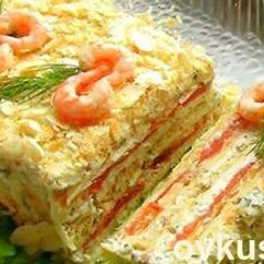 Пирог(салат) из лососины со сливочным сыром