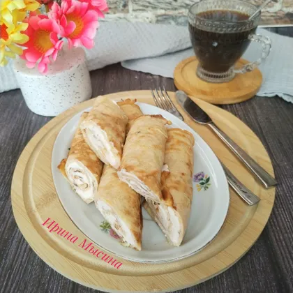 Блинные рулетики с творожным сыром 