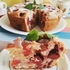 Творожно-клубничный пирог🍓🍓🍓☕