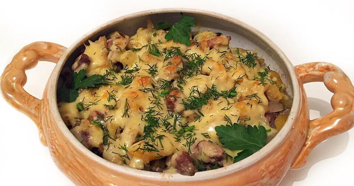 Вариант 2: Жаркое с мясом, грибами и картошкой - новый рецепт