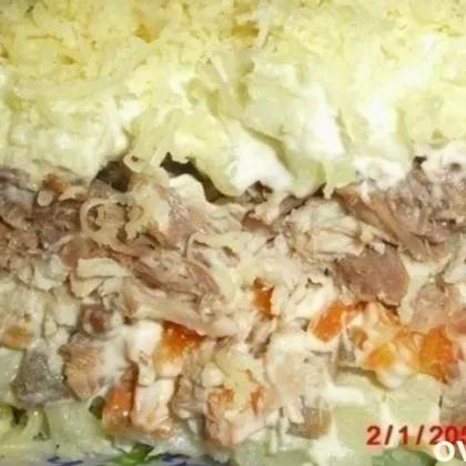 Салат с мясом и грибами