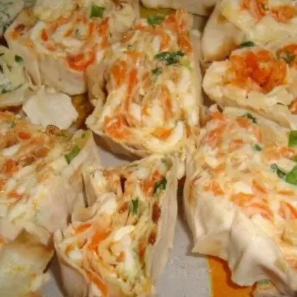 Лаваш с сыром и морковью по-корейски