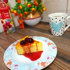 Тыквенная запеканка с рикоттой и вишнёвым соусом 🍒