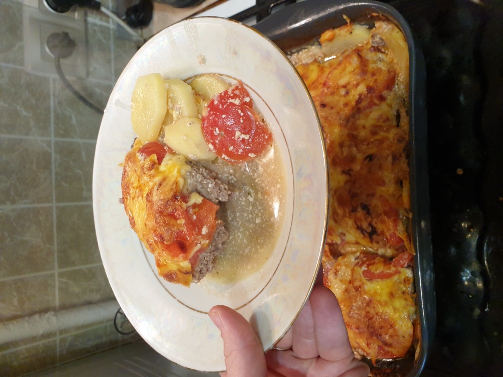 Запеканка "Крестьянское гнездо"🥔🍅🥓🧀🧂