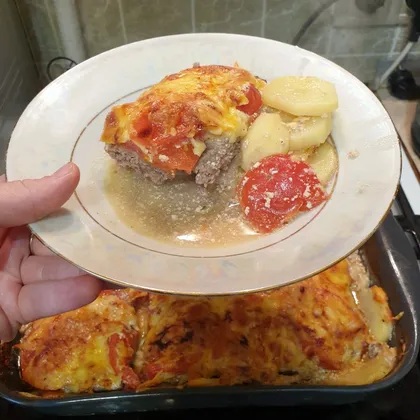 Запеканка 'Крестьянское гнездо'🥔🍅🥓🧀🧂