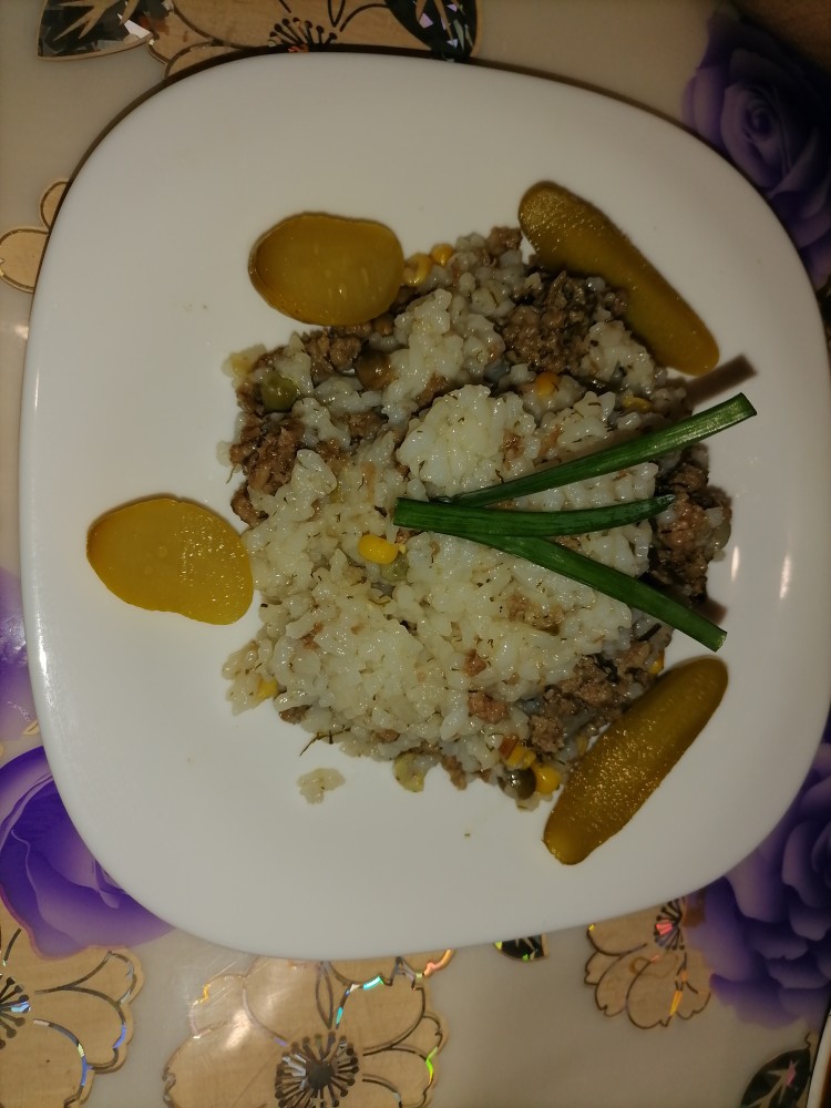 Жареный рис с зеленым горошком и кукурузой, пошаговый рецепт с фото