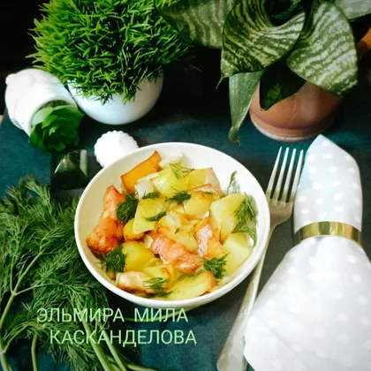 Жареная картошка с куриной грудкой