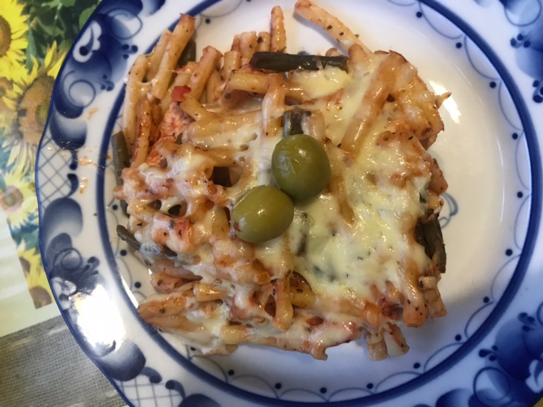 Маккерони с овощами запечённые в духовке