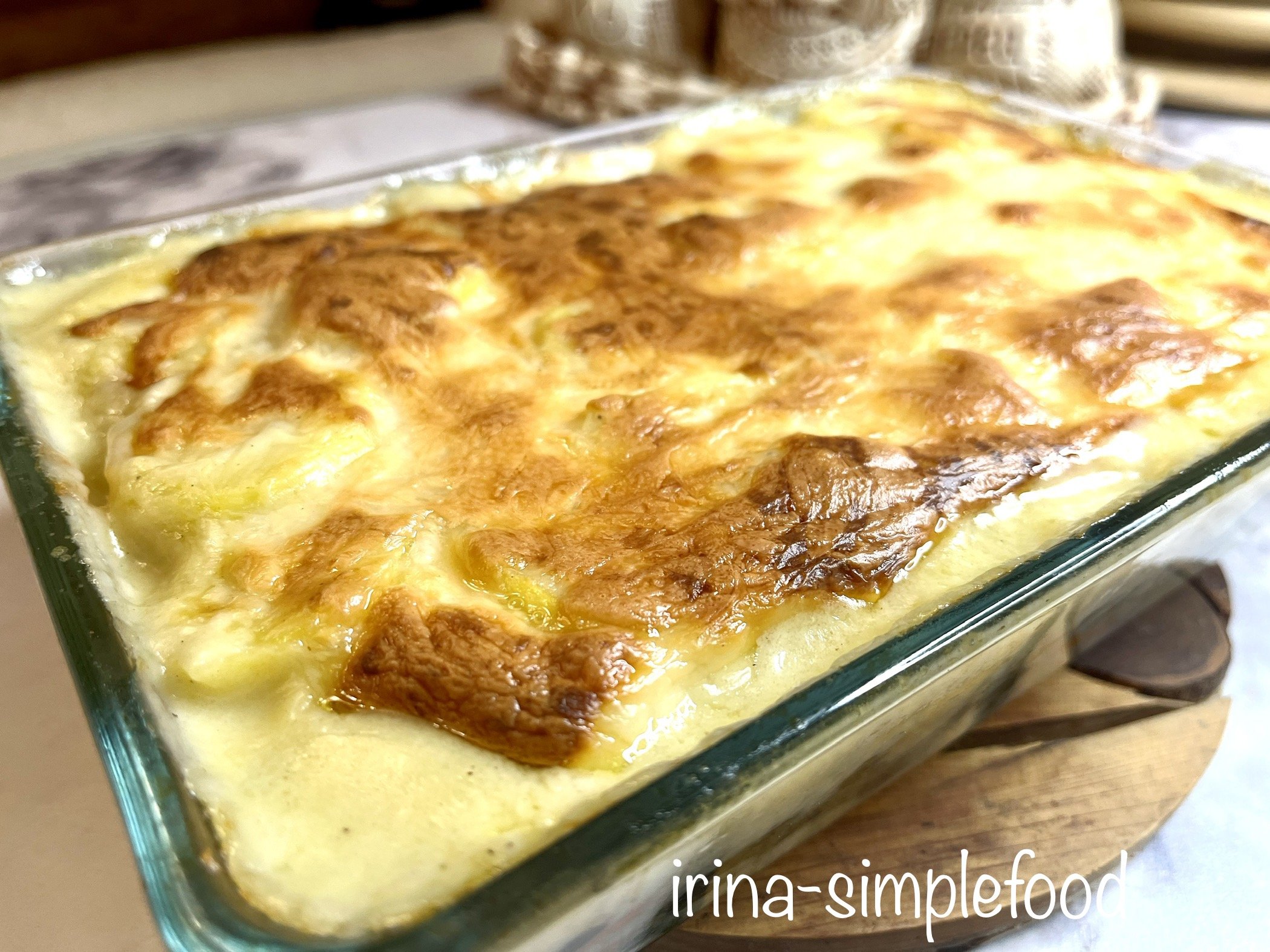 Картофельная лазанья со шпинатом