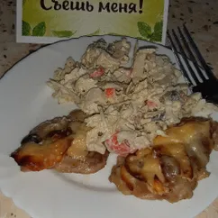 Отбивные из куриного бедра с грибами