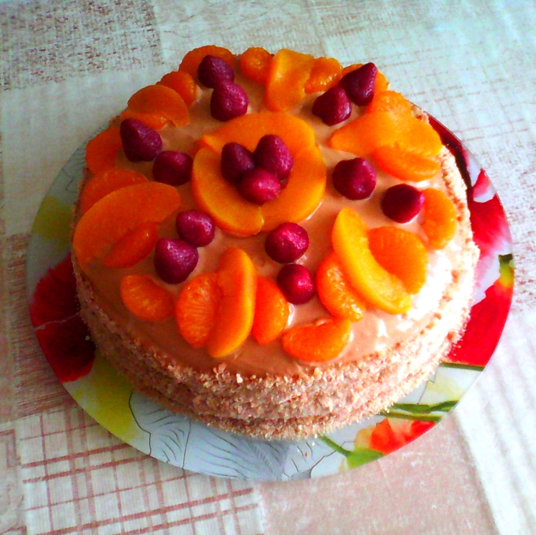 Бисквитный торт с фруктами и желе рецепт с фото