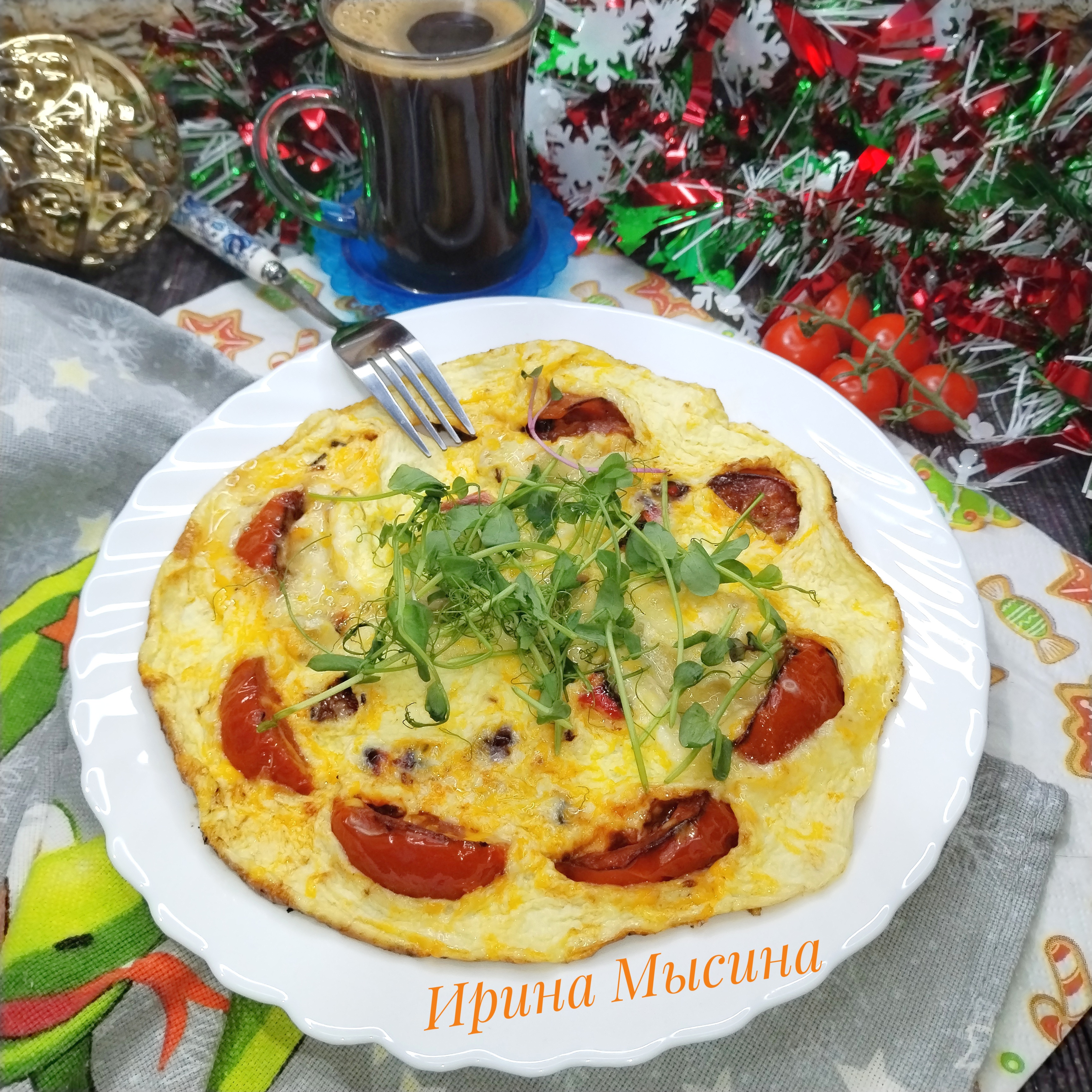 Омлет с помидорами и перцем