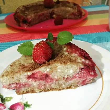 Творожно-клубничный пирог с клетчаткой (в мультиварке)🍓☕