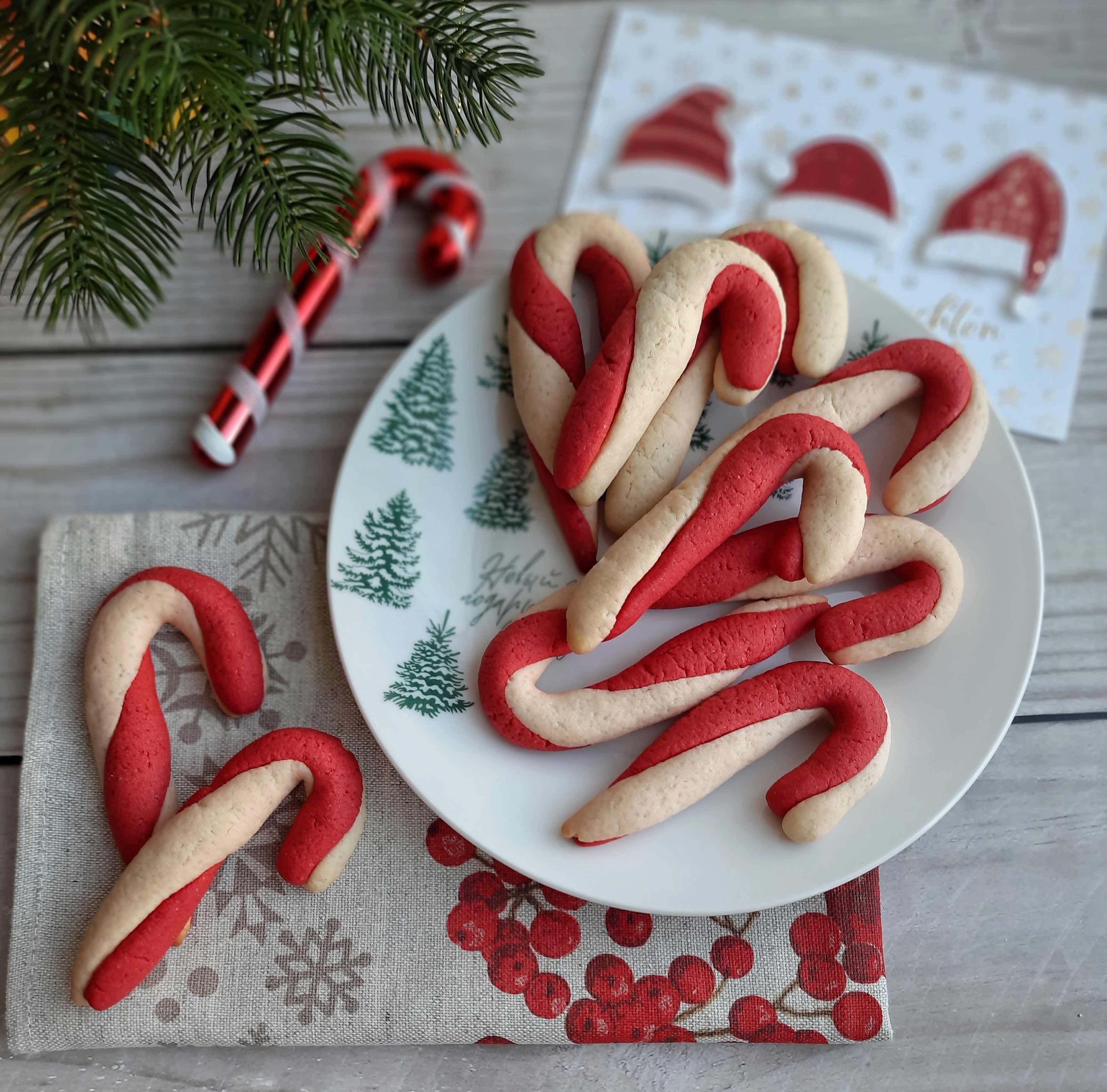 Новогоднее печенье «Трость Деда Мороза» 🎅 на Новый год 2026