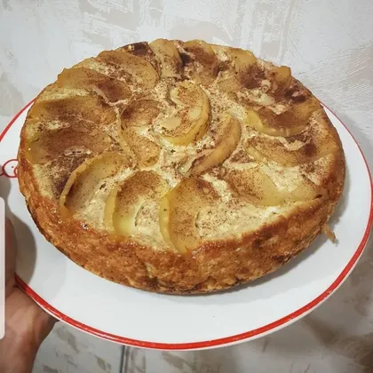 Творожно-овсяный пирог с яблоками в мультиварке