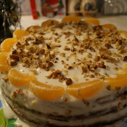 Торт медовый с апельсинами и сметанным кремом