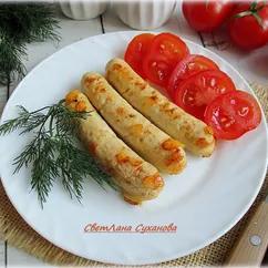 Домашние куриные сосиски с сыром