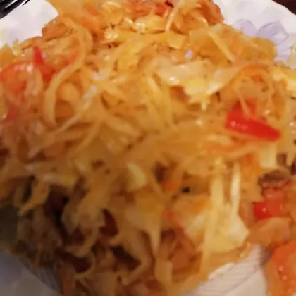 Капуста тушёная с мясом козлика