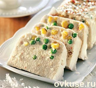 Мусс из окуня с кукурузой и зеленым горошком